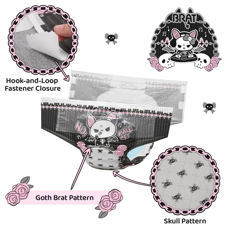 LFB Goth BRAT - Medium - Gothic Style Windeln für Erwachsene